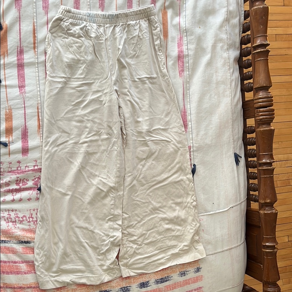 Cream Wide-Leg Pants